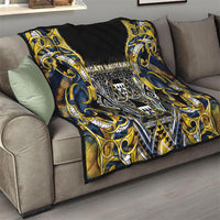 Aotearoa Ngati Raukawa Quilt Maori Tribal Yellow And Navy Paua Shell Pattern DT05 - Polynesian Pride