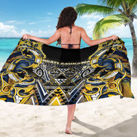 Aotearoa Ngati Raukawa Sarong Maori Tribal Yellow And Navy Paua Shell Pattern DT05 - Polynesian Pride