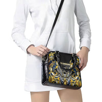 Aotearoa Ngati Raukawa Shoulder Handbag Maori Tribal Yellow And Navy Paua Shell Pattern DT05 - Polynesian Pride