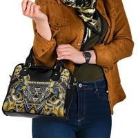 Aotearoa Ngati Raukawa Shoulder Handbag Maori Tribal Yellow And Navy Paua Shell Pattern DT05 - Polynesian Pride