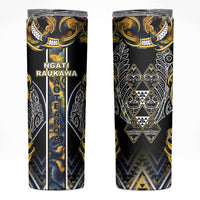 Aotearoa Ngati Raukawa Skinny Tumbler Maori Tribal Yellow And Navy Paua Shell Pattern DT05 Yellow - Polynesian Pride