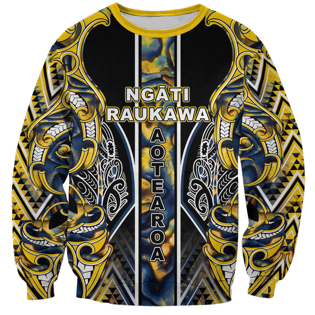 Aotearoa Ngati Raukawa Sweatshirt Maori Tribal Yellow And Navy Paua Shell Pattern DT05 Unisex Yellow - Polynesian Pride