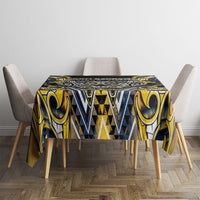 Aotearoa Ngati Raukawa Tablecloth Maori Tribal Yellow And Navy Paua Shell Pattern DT05 - Polynesian Pride