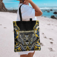 Aotearoa Ngati Raukawa Tote Bag Maori Tribal Yellow And Navy Paua Shell Pattern DT05 - Polynesian Pride