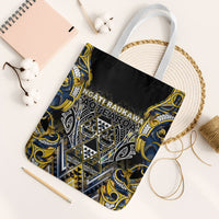 Aotearoa Ngati Raukawa Tote Bag Maori Tribal Yellow And Navy Paua Shell Pattern DT05 White Strap One Size Yellow - Polynesian Pride