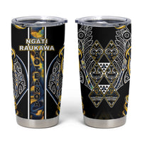 Aotearoa Ngati Raukawa Tumbler Cup Maori Tribal Yellow And Navy Paua Shell Pattern DT05 Yellow - Polynesian Pride