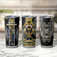 Aotearoa Ngati Raukawa Tumbler Cup Maori Tribal Yellow And Navy Paua Shell Pattern DT05 - Polynesian Pride