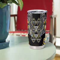 Aotearoa Ngati Raukawa Tumbler Cup Maori Tribal Yellow And Navy Paua Shell Pattern DT05 - Polynesian Pride
