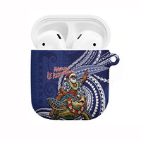 Samoa Christmas AirPods Case Santa Riding Sea Turtle DT05 Navy - Polynesian Pride