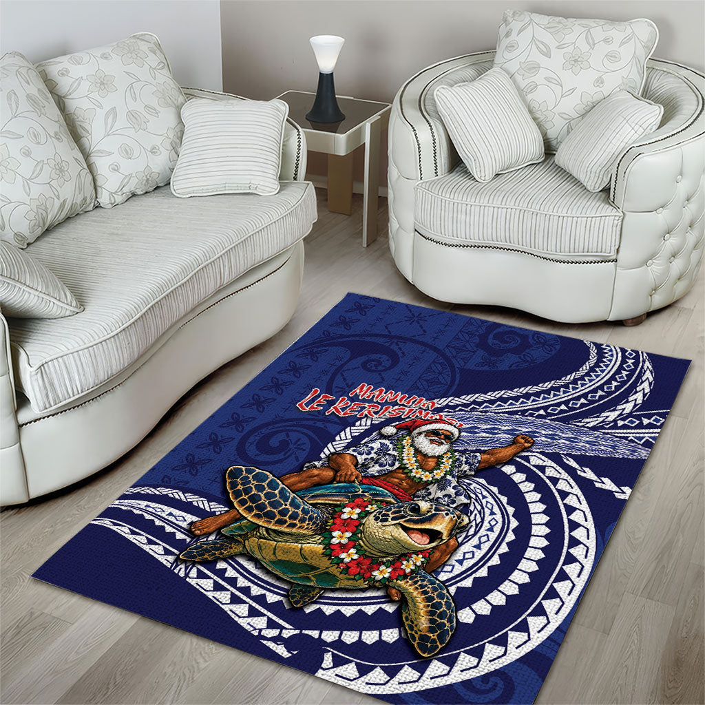 Samoa Christmas Area Rug Santa Riding Sea Turtle DT05 - Polynesian Pride