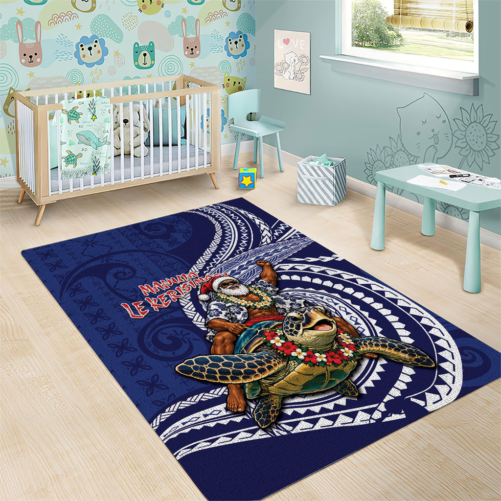 Samoa Christmas Area Rug Santa Riding Sea Turtle DT05 - Polynesian Pride