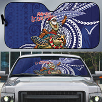 Samoa Christmas Auto Sun Shade Santa Riding Sea Turtle DT05 Navy - Polynesian Pride