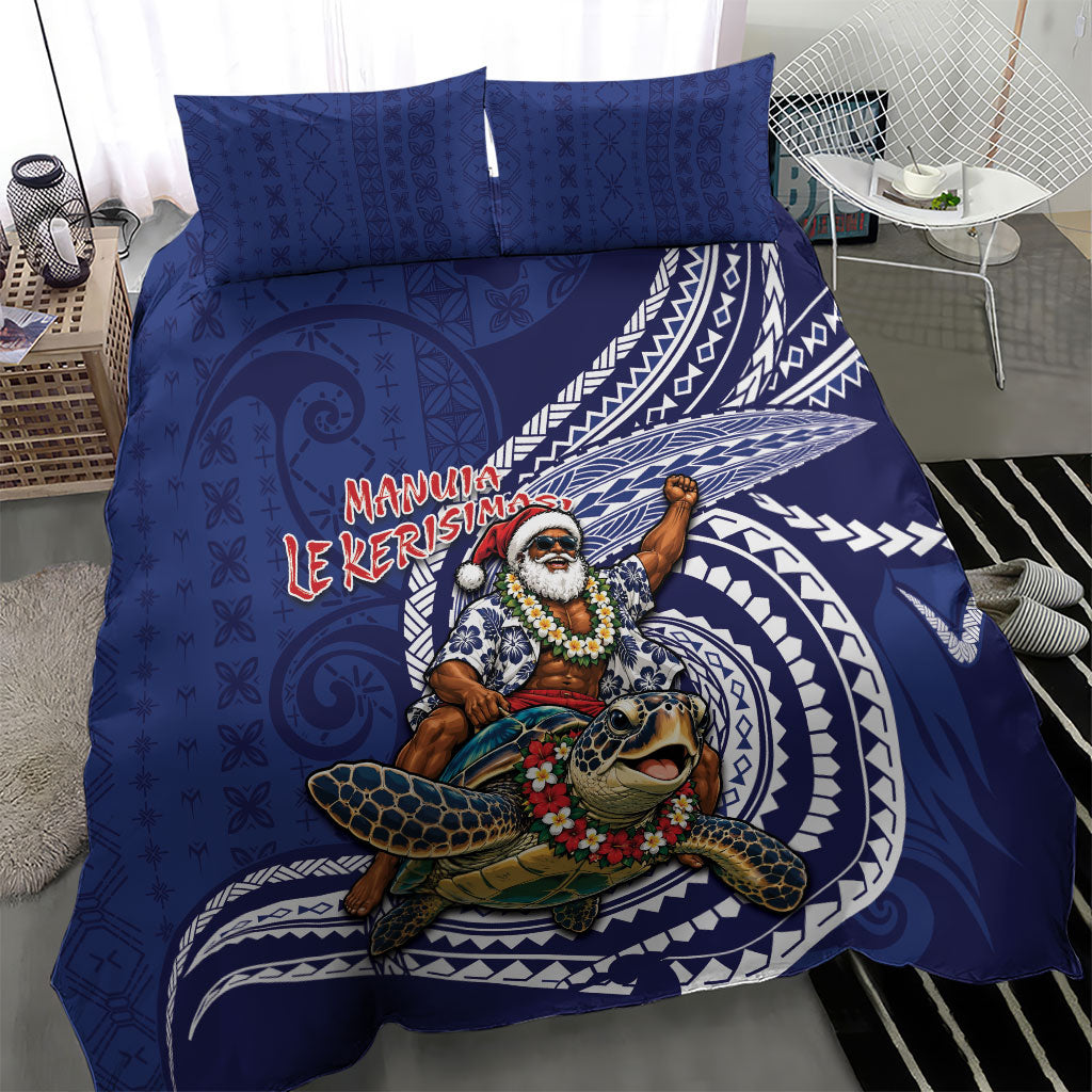 Samoa Christmas Bedding Set Santa Riding Sea Turtle DT05 - Polynesian Pride
