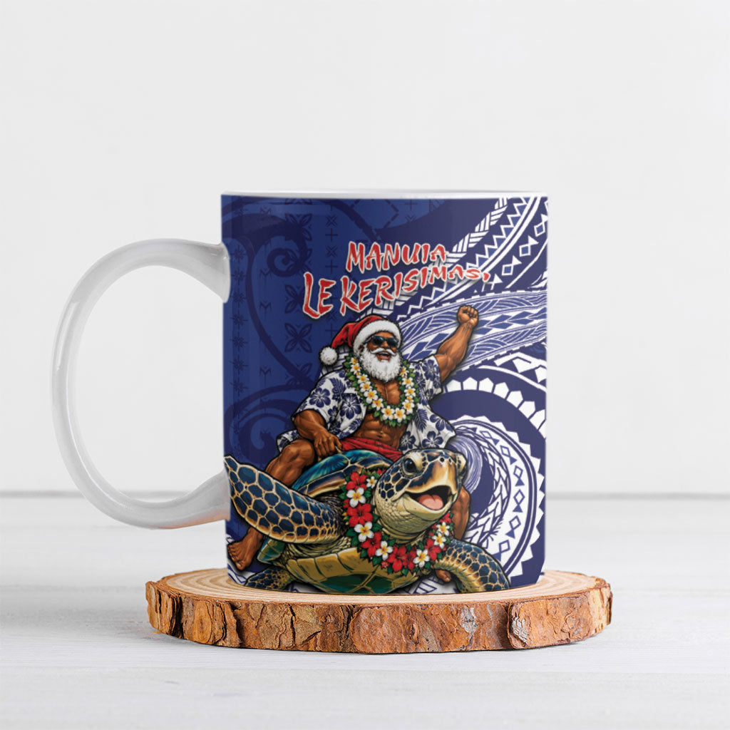 Samoa Christmas Ceramic Mug Santa Riding Sea Turtle