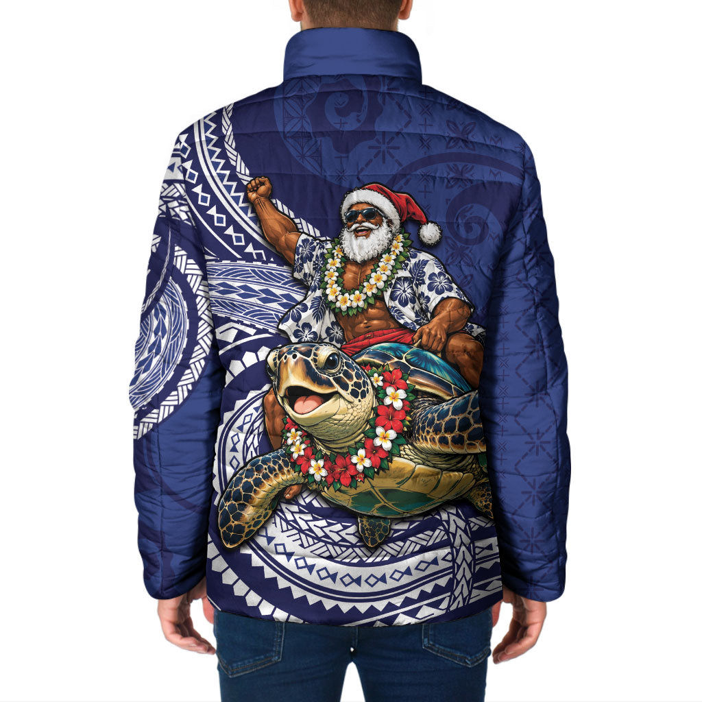 Samoa Christmas Padded Jacket Santa Riding Sea Turtle DT05 - Polynesian Pride