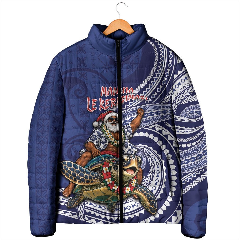 Samoa Christmas Padded Jacket Santa Riding Sea Turtle DT05 - Polynesian Pride