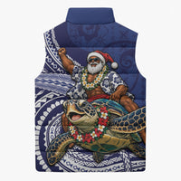 Samoa Christmas Sleeveless Puffer Jacket Santa Riding Sea Turtle DT05 - Polynesian Pride