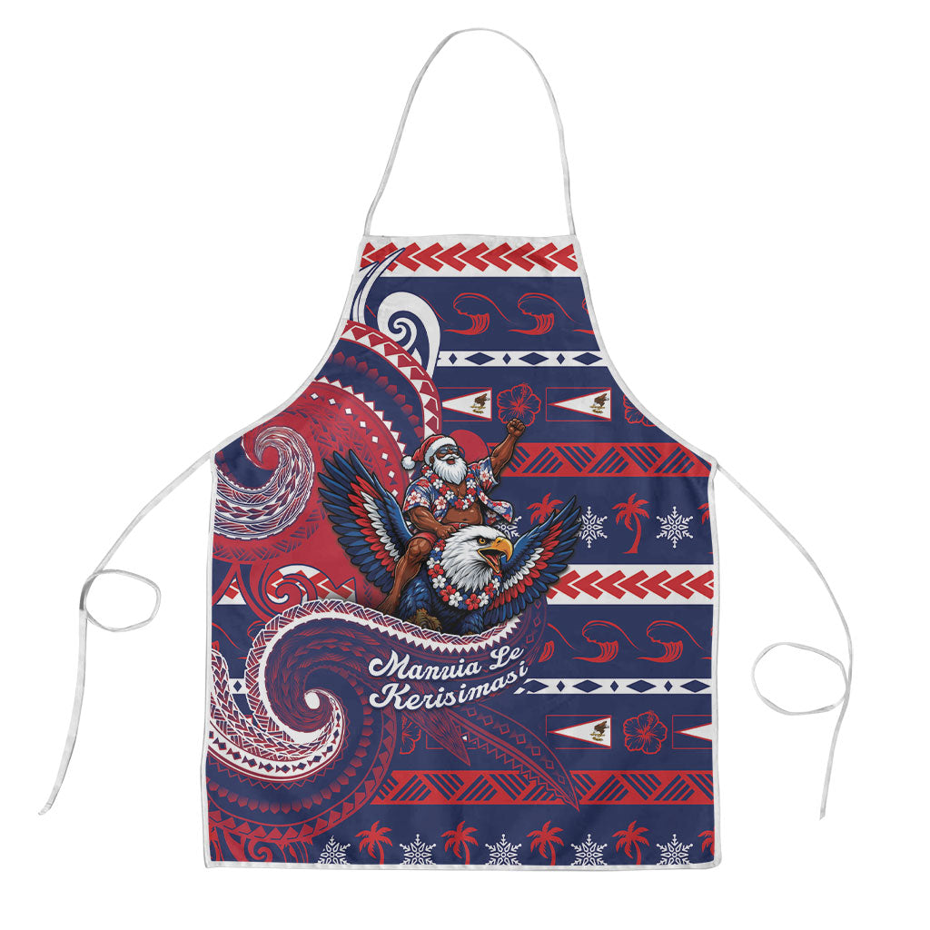 American Samoa Christmas Apron Santa Riding Bald Eagle