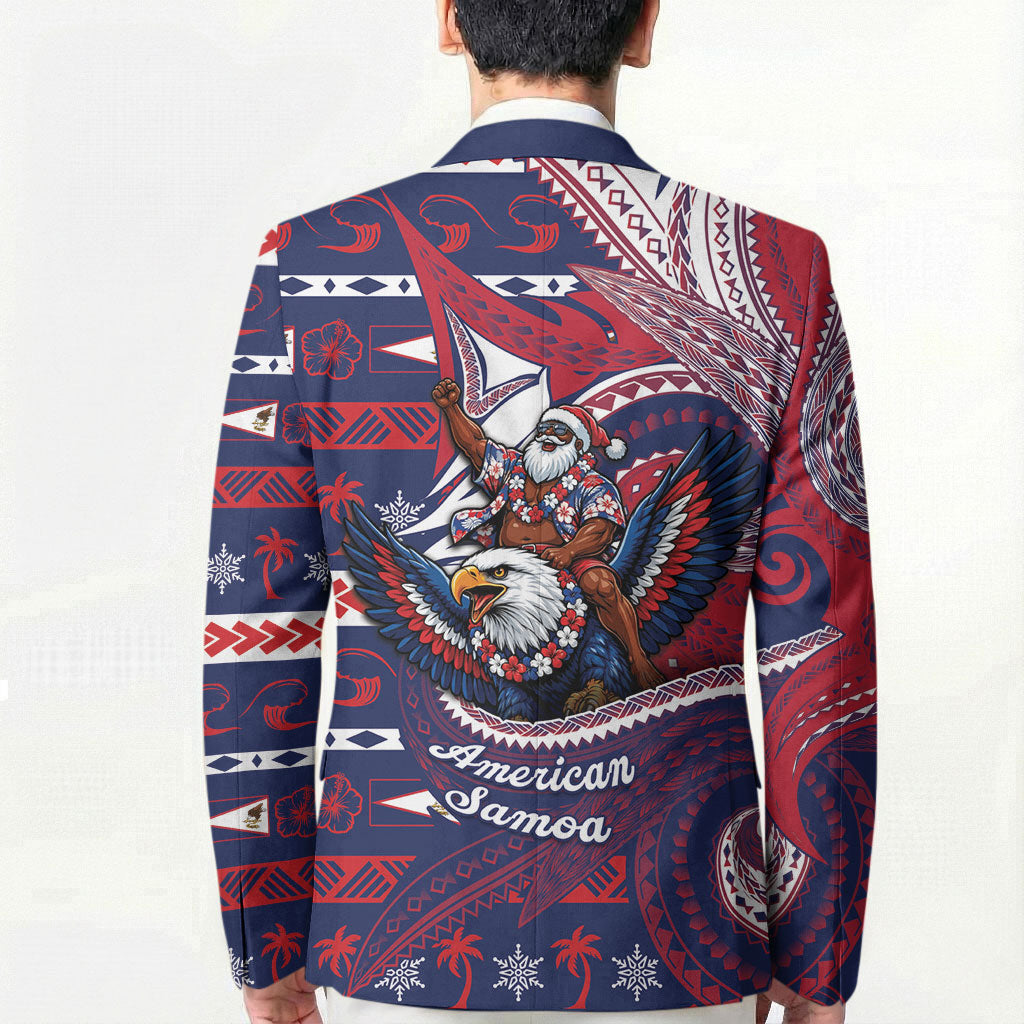 American Samoa Christmas Blazer Santa Riding Bald Eagle DT05 - Polynesian Pride