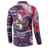 American Samoa Christmas Button Sweatshirt Santa Riding Bald Eagle DT05 - Polynesian Pride