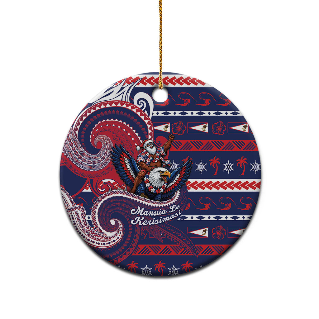 American Samoa Christmas Ceramic Ornament Santa Riding Bald Eagle DT05 - Polynesian Pride