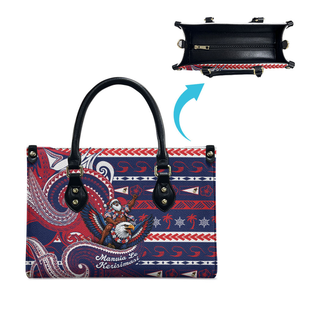American Samoa Christmas Leather Bag Santa Riding Bald Eagle DT05 - Polynesian Pride