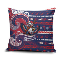 American Samoa Christmas Pillow Cover Santa Riding Bald Eagle DT05 Navy - Polynesian Pride
