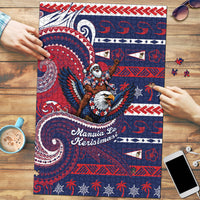 American Samoa Christmas Puzzle Santa Riding Bald Eagle DT05 Navy - Polynesian Pride