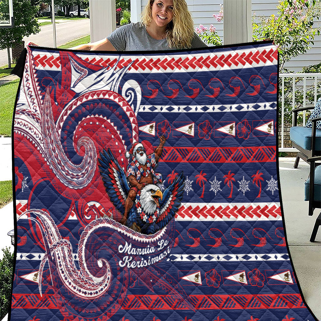 American Samoa Christmas Quilt Santa Riding Bald Eagle