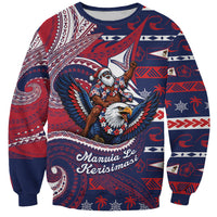 American Samoa Christmas Sweatshirt Santa Riding Bald Eagle DT05 Unisex Navy - Polynesian Pride
