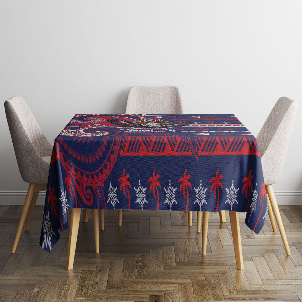 American Samoa Christmas Tablecloth Santa Riding Bald Eagle DT05 - Polynesian Pride
