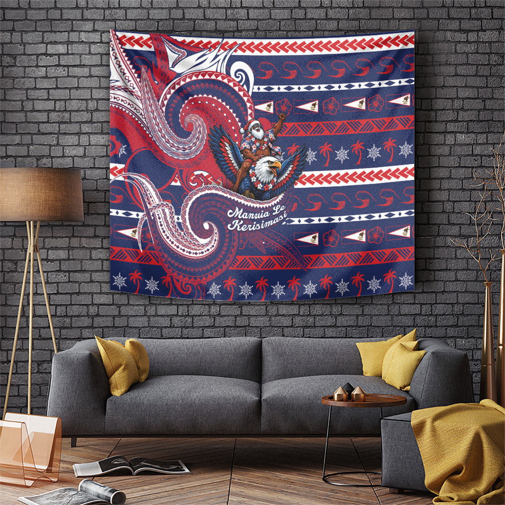 American Samoa Christmas Tapestry Santa Riding Bald Eagle