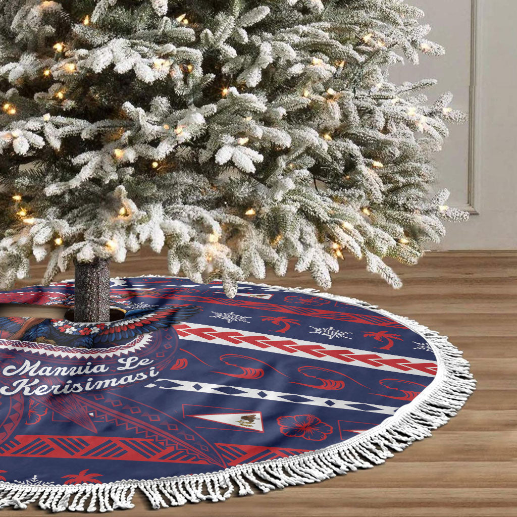 American Samoa Christmas Tree Skirt Santa Riding Bald Eagle DT05 - Polynesian Pride