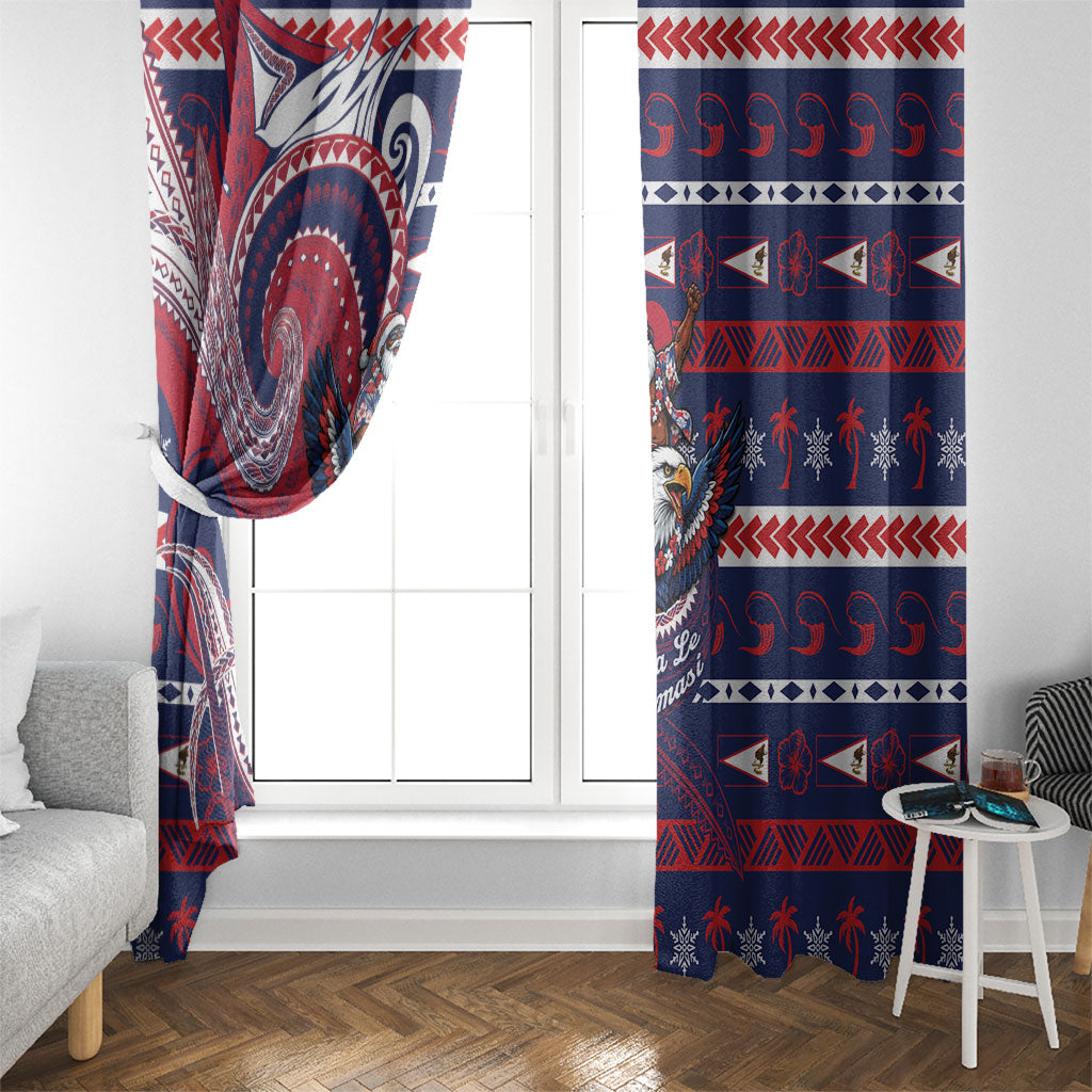 American Samoa Christmas Window Curtain Santa Riding Bald Eagle DT05 - Polynesian Pride