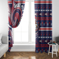 American Samoa Christmas Window Curtain Santa Riding Bald Eagle DT05 - Polynesian Pride