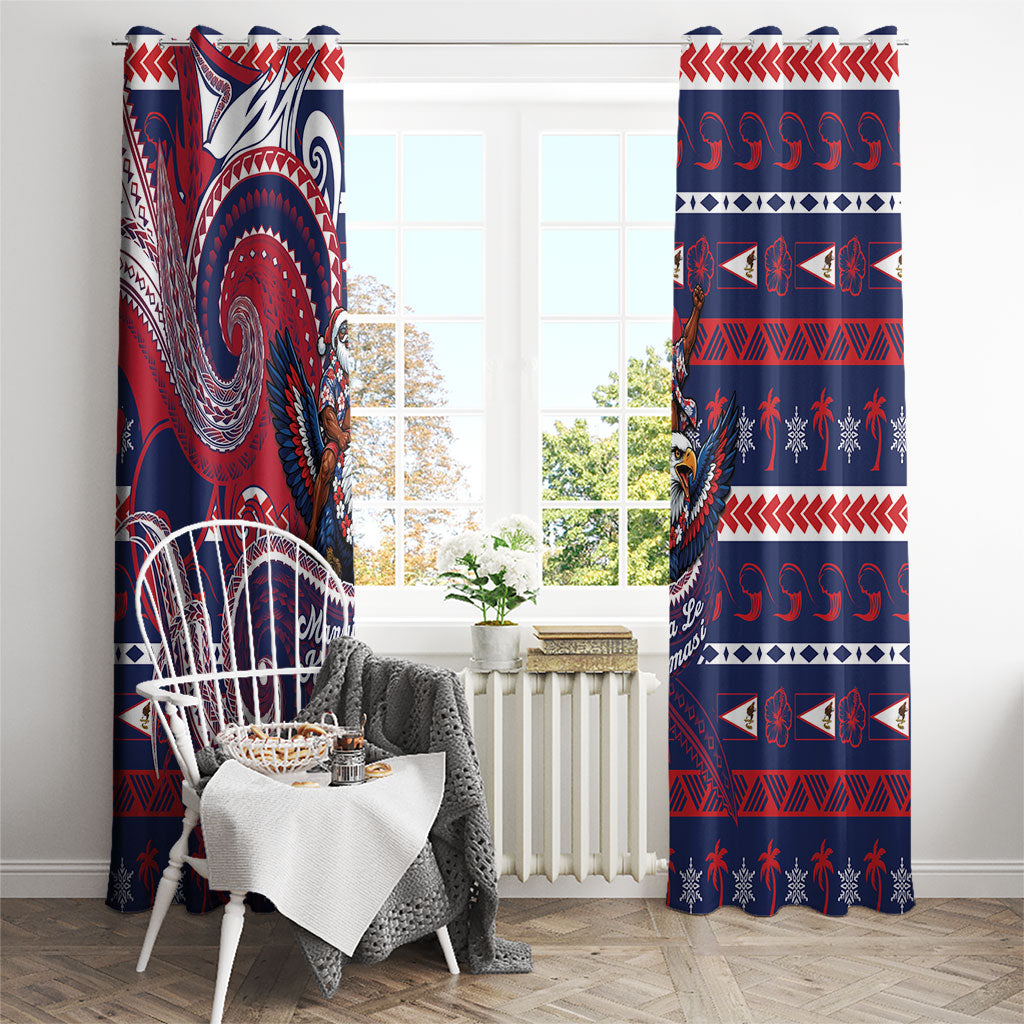American Samoa Christmas Window Curtain Santa Riding Bald Eagle DT05 - Polynesian Pride