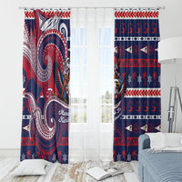 American Samoa Christmas Window Curtain Santa Riding Bald Eagle DT05 - Polynesian Pride
