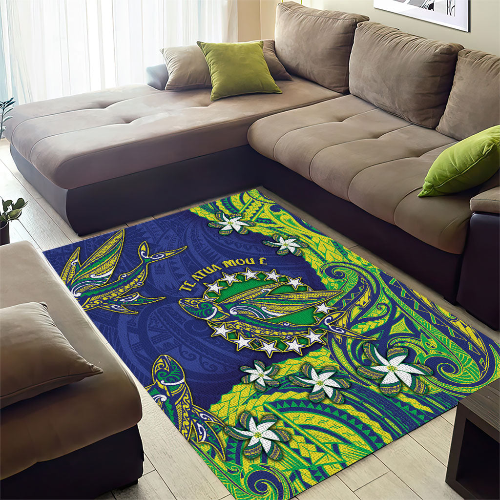 Cook Islands Language Week Area Rug Flying Fish 15 Stars Tribal Patterns