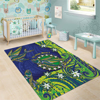 Cook Islands Language Week Area Rug Flying Fish 15 Stars Tribal Patterns