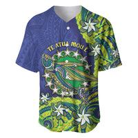 Cook Islands Language Week Baseball Jersey Flying Fish 15 Stars Tribal Patterns
