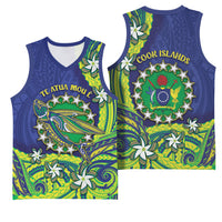 Cook Islands Language Week Basketball Jersey Flying Fish 15 Stars Tribal Patterns