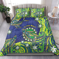 Cook Islands Language Week Bedding Set Flying Fish 15 Stars Tribal Patterns
