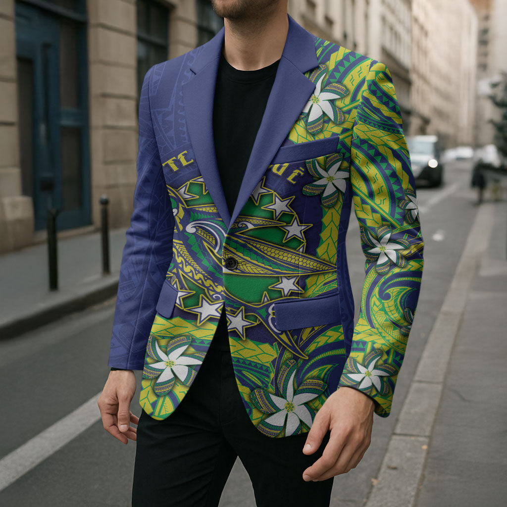 Cook Islands Language Week Blazer Flying Fish 15 Stars Tribal Patterns