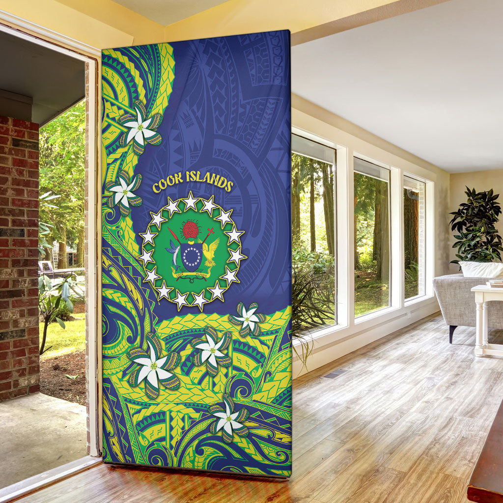 Cook Islands Language Week Door Cover Flying Fish 15 Stars Tribal Patterns