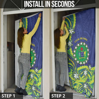 Cook Islands Language Week Door Cover Flying Fish 15 Stars Tribal Patterns