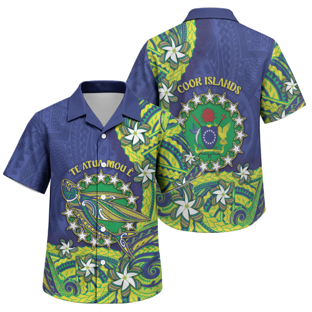 Cook Islands Language Week Family Matching Summer Maxi Dress and Hawaiian Shirt Flying Fish 15 Stars Tribal Patterns