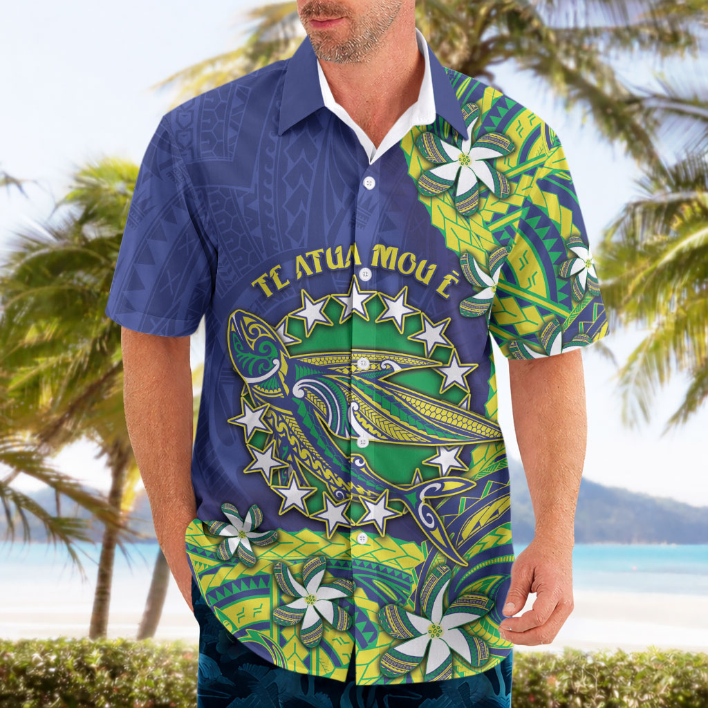 Cook Islands Language Week Hawaiian Shirt Flying Fish 15 Stars Tribal Patterns