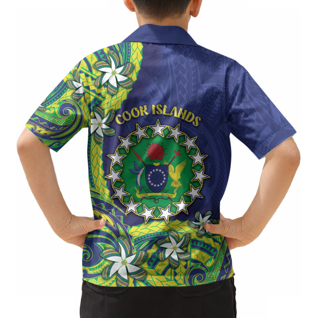 Cook Islands Language Week Kid Hawaiian Shirt Flying Fish 15 Stars Tribal Patterns