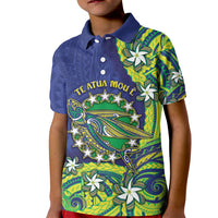 Cook Islands Language Week Kid Polo Shirt Flying Fish 15 Stars Tribal Patterns