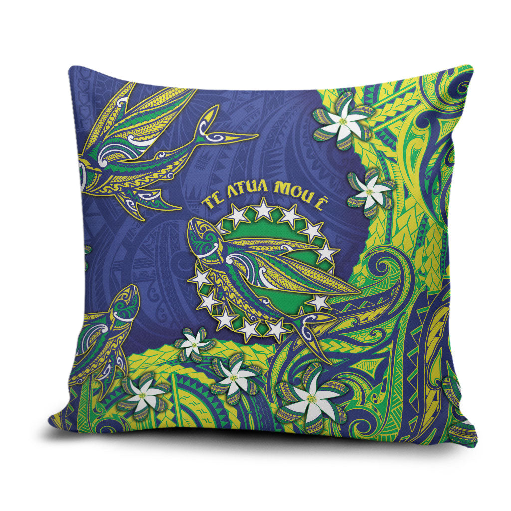 Cook Islands Language Week Pillow Cover Flying Fish 15 Stars Tribal Patterns